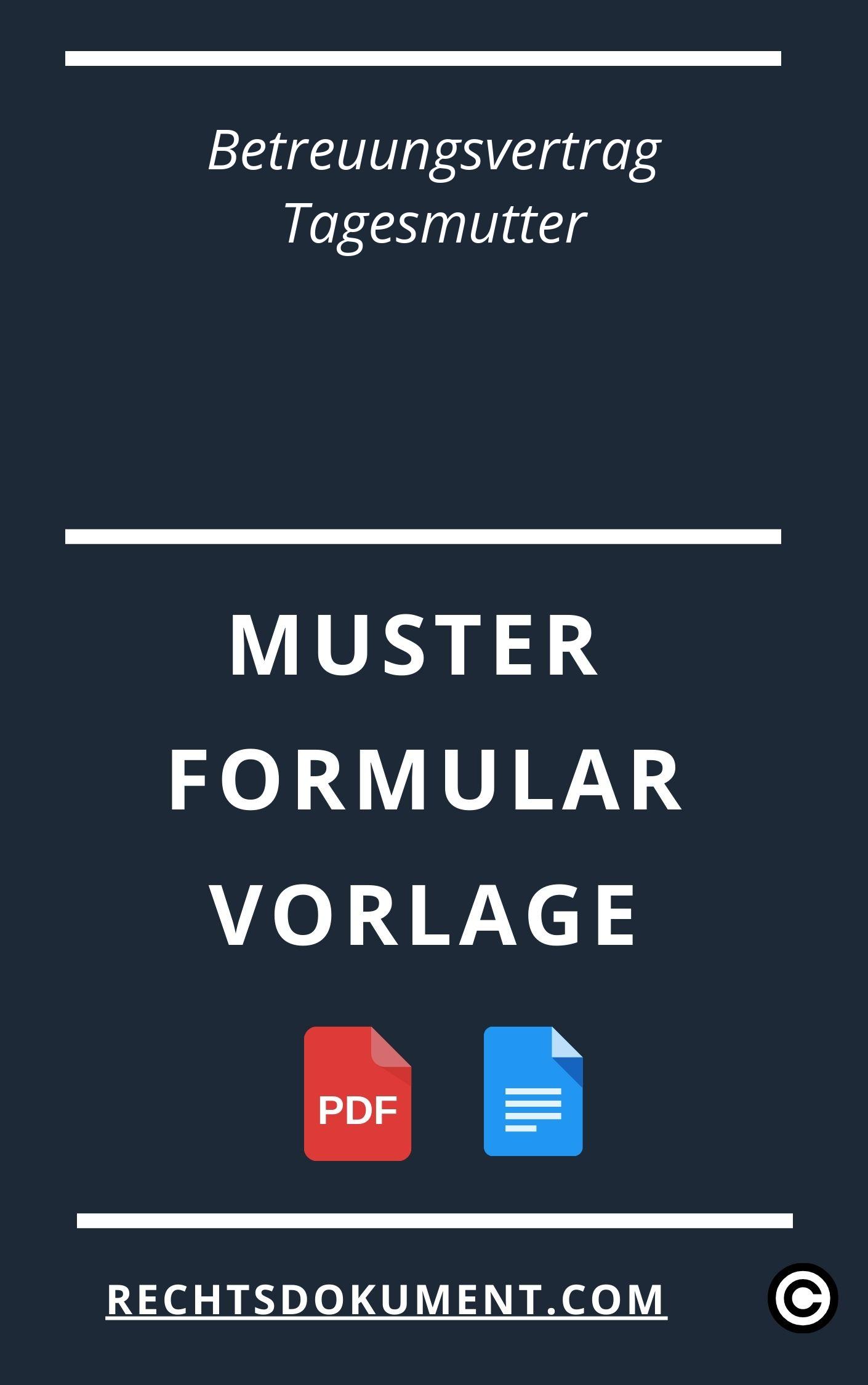 Betreuungsvertrag Tagesmutter - Formular Vorlage Muster