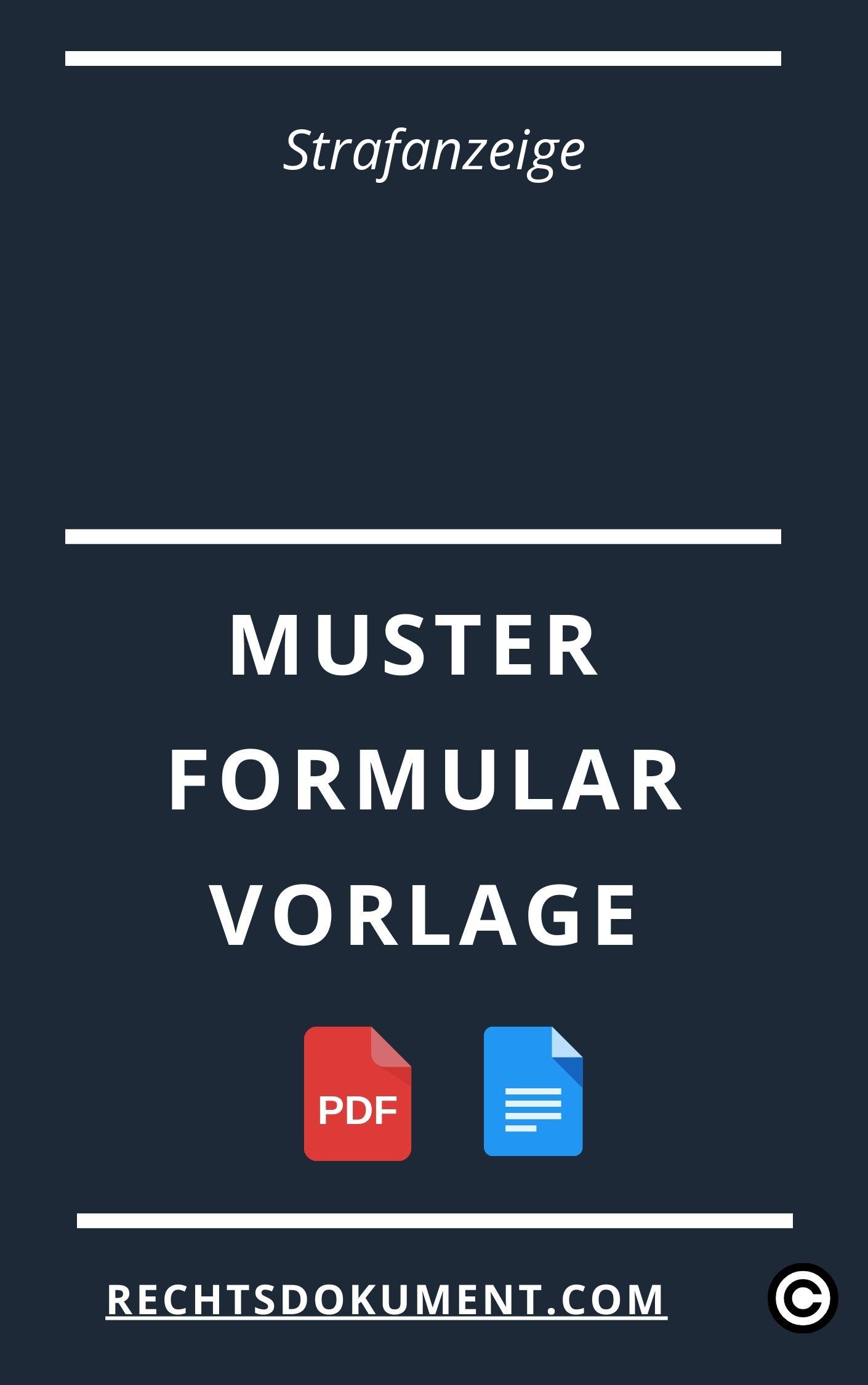 Strafanzeige Formular Muster Vorlage